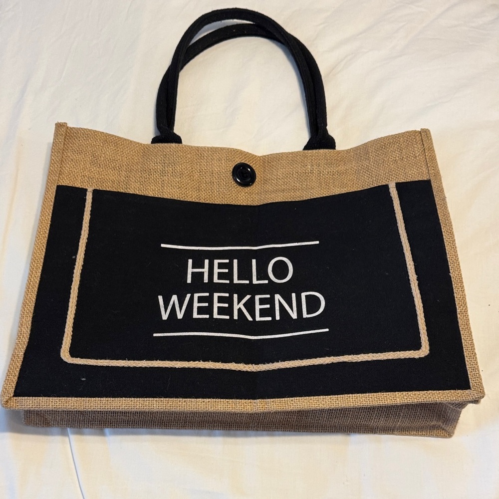 Black and Tan Tote Bag - Hello Weekend